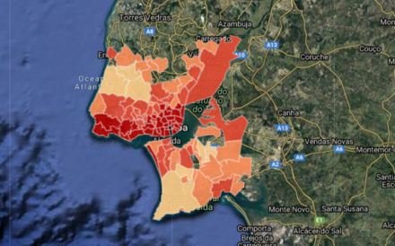 Mapa: O valor das rendas em todas as freguesias das áreas metropolitanas de Lisboa e do Porto